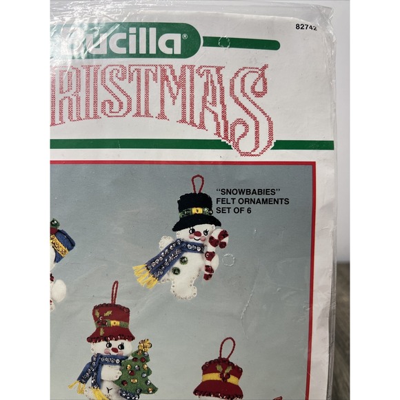Bucilla Snowbabies Set of 6 Felt Ornament Christmas Snowmen Sets New Sealed - Picture 3 of 9